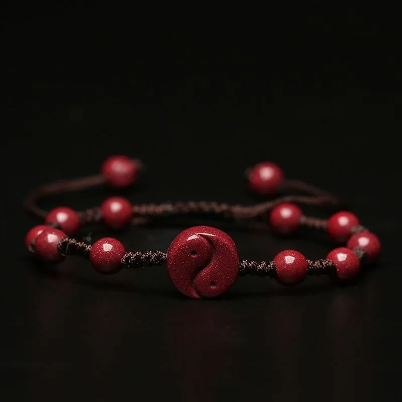ที่กำหนดเองสีแดงธรรมชาติ Yin Y - Bead Bracelet Men บทวิจารณ์และราคา