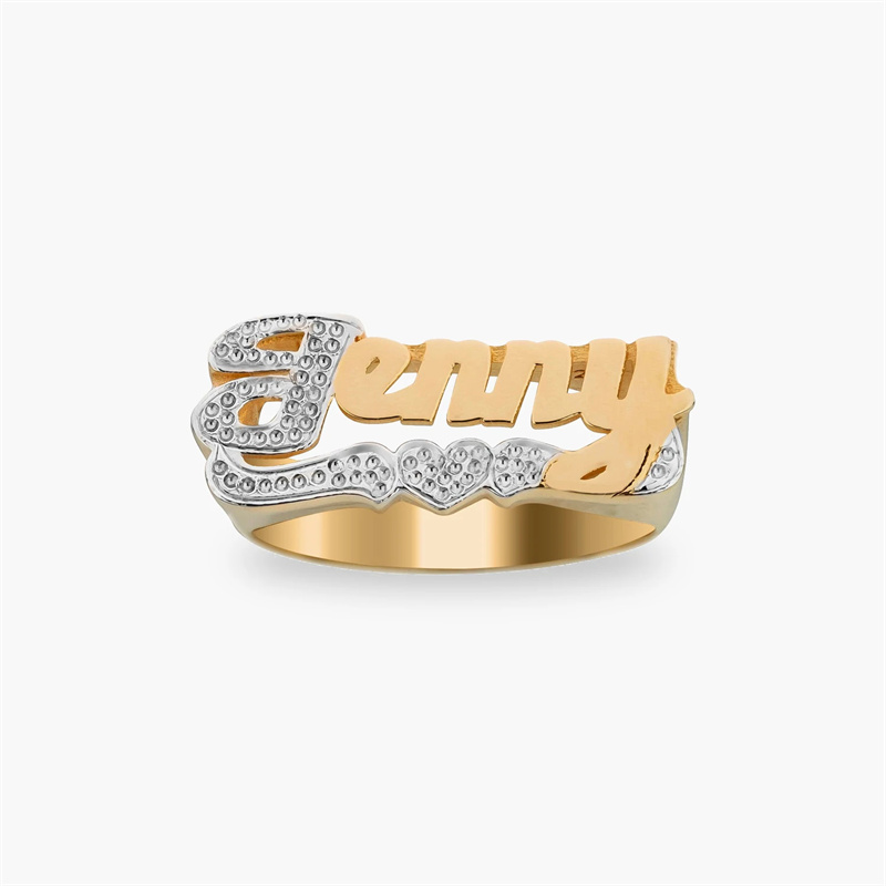 18K แหวนทองหัวใจส่วนบุคคล Doub - Men Accessories Name บทวิจารณ์และราคา