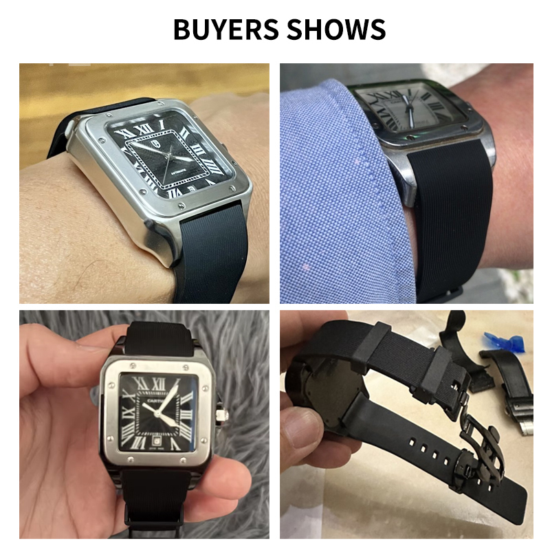 สีดําสายนาฬิกาซิลิโคนสีฟ้าสําห - Men'S Accessories Cartier บทวิจารณ์และราคา